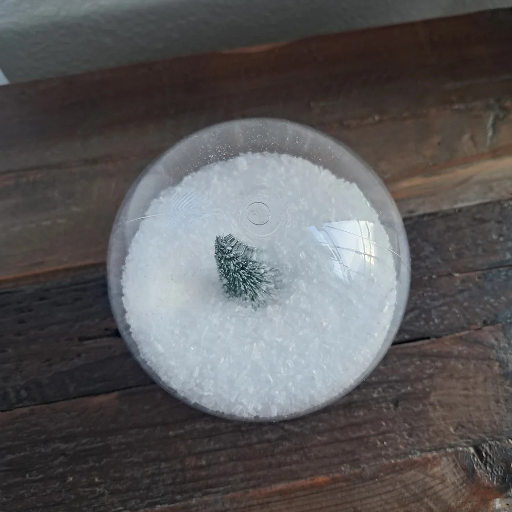 Handmade Bath Salt Snow Globe With Decorative Tree Accent Giftable Holiday